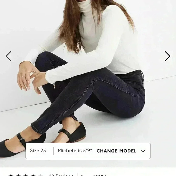 Madewell 10" High-Rise Skinny Jeans in Eclipse Wash Vintage Black Size 26 - Picture 2 of 12